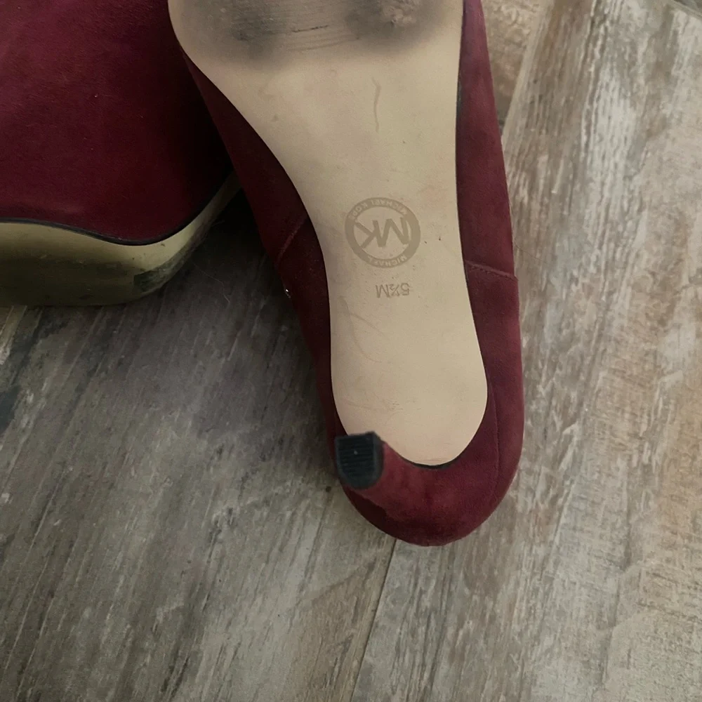 Michael Kors Deep Red Suede Ankle Boots - Picture 7 of 9